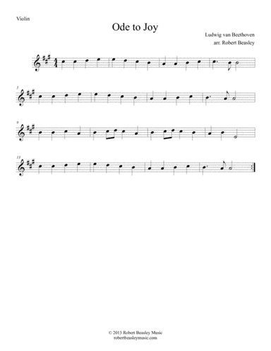 Ode to Joy (easy violin w/ piano accomp) (arr. Robert Beasley)