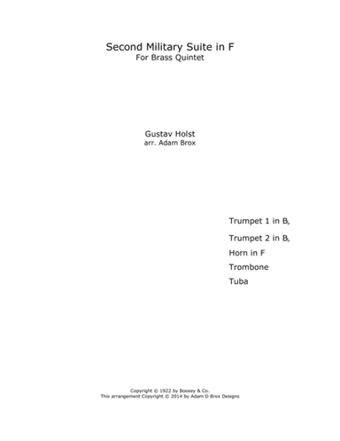 Second Military Suite in F (arr. Adam Brox)