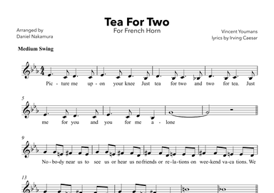 Tea For Two (For French Horn with Lyrics) (arr. Daniel Nakamura)