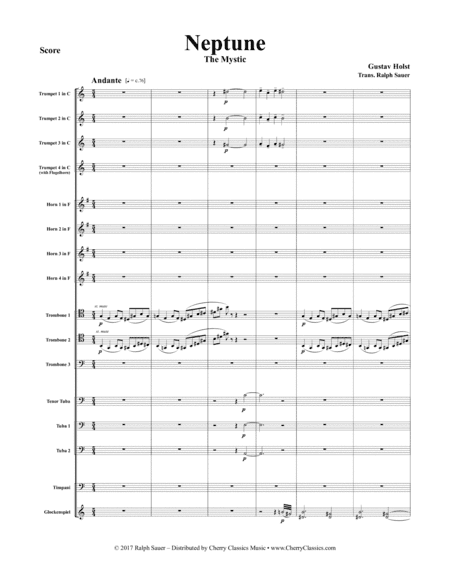 Neptune, The Mystic for 14-part Brass Ensemble, Timpani & Glockenspiel (arr. Sauer, Ralph)