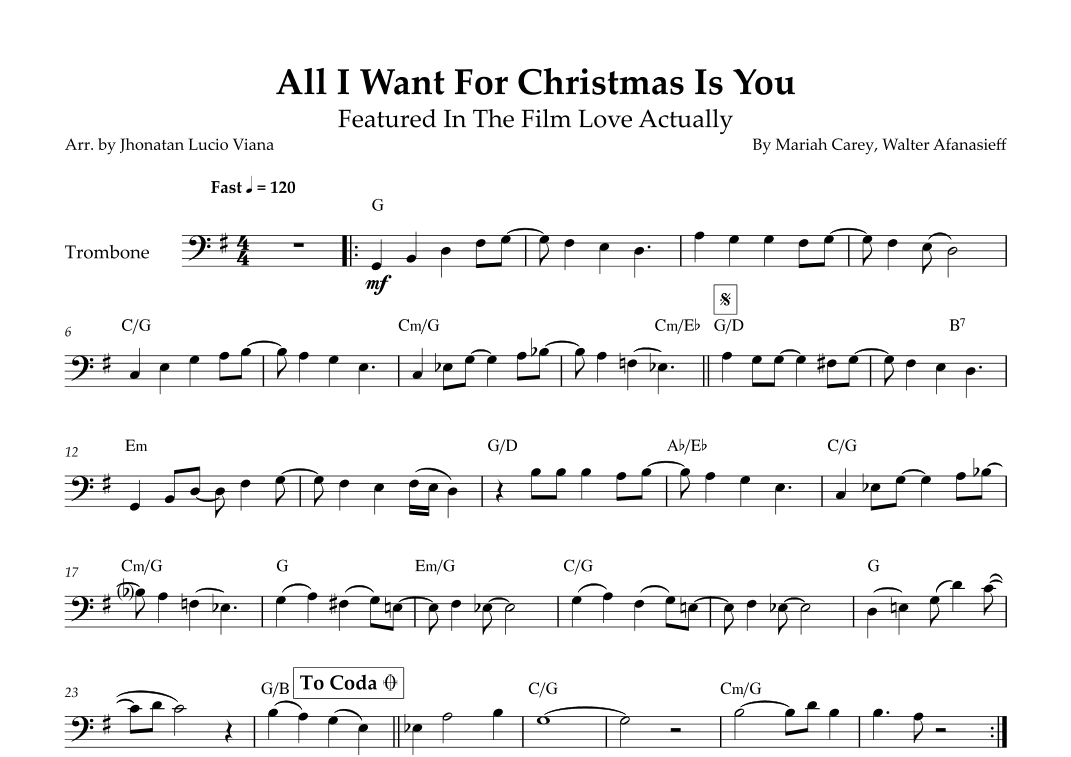 All I Want For Christmas Is You (arr. Jhonatan Lucio Viana)