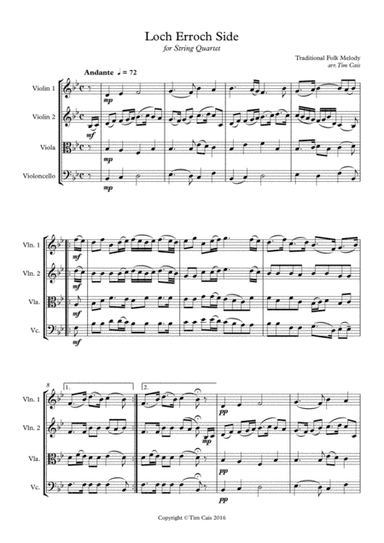 Loch Erroch Side - String Quartet (arr. Tim Cais)