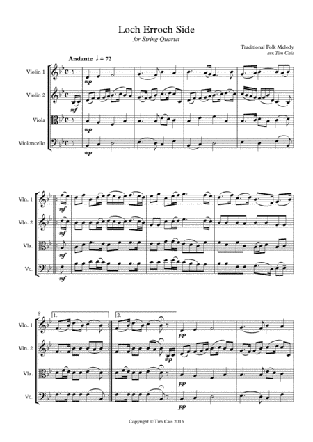 Loch Erroch Side - String Quartet (arr. Tim Cais)