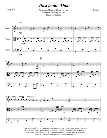 Dust In The Wind (arr. James M. Guthrie, ASCAP)