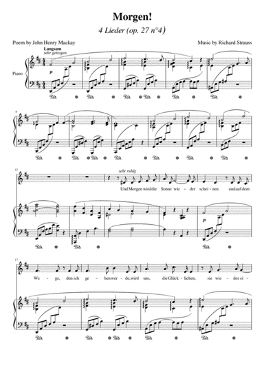 Morgen! (Strauss) [Low Voice] (arr. Maxence Lasserre-Engberts)