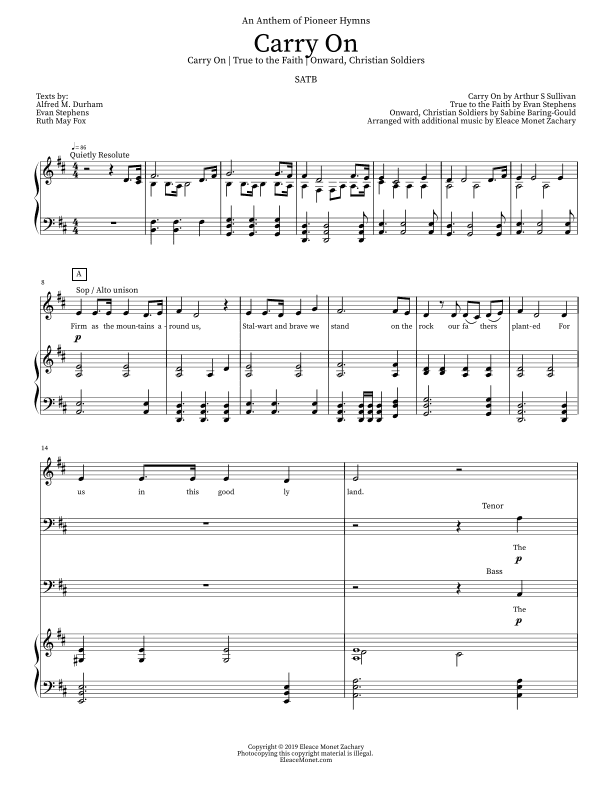Carry On: A Medley of Pioneer Hymns (arr. Eleace Zachary)