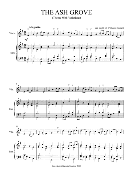 VARIATIONS ON THE FOLK TUNE "THE ASH GROVE" FOR VIOLIN AND PIANO