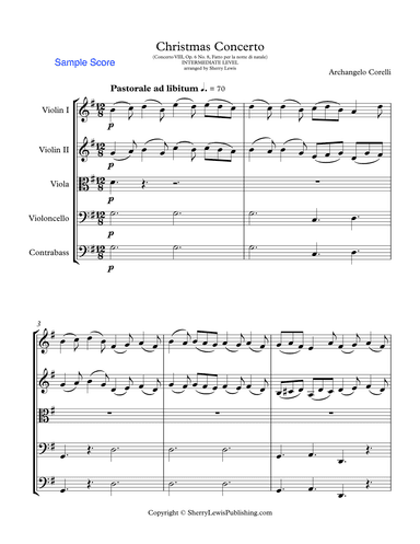 CHRISTMAS CONCERTO- PASTORALE - STRING ORCHESTRA - Concerto VIII Op. 6 No. 8, Fatto per la notte di (arr. Sherry Lewis)