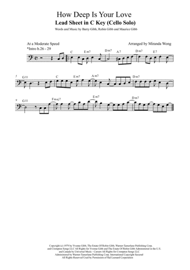 How Deep Is Your Love  from the Motion Picture SATURDAY NIGHT FEVER (arr. Miranda Wong)