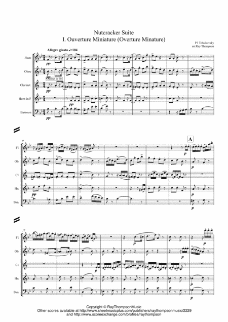 Tchaikovsky: Casse-Noisette: Nutcracker Suite (Complete) (SCORE only) - wind quintet (arr. Ray Thompson)