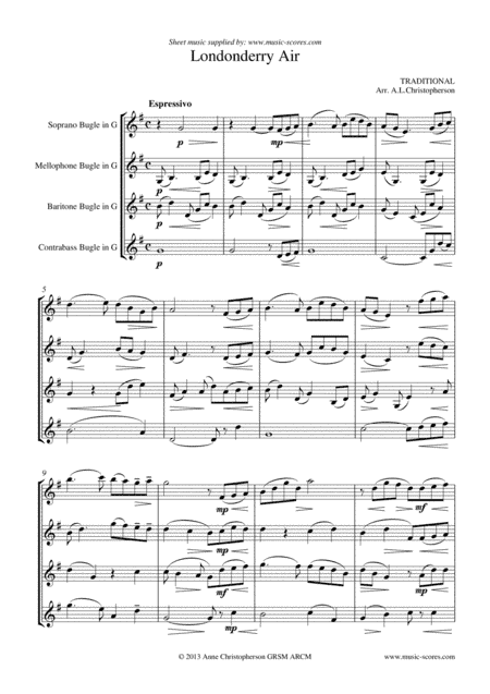 Londonderry Air - Bugle Quartet (arr. Anne L Christopherson GRSM ARCM)