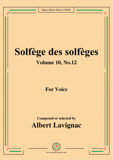 Lavignac-Solfège des solfèges,Volume 10,No.12,for Voice (arr. MSM)