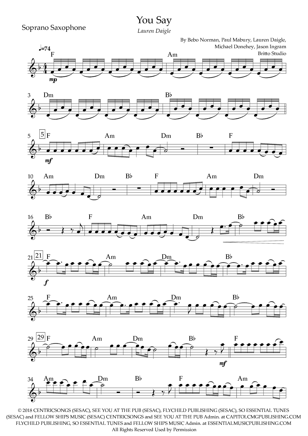 You Say (arr. Fabio Britto)