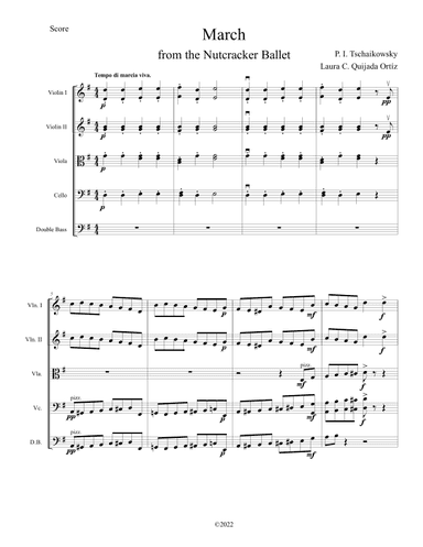 March, from The Nutcracker Ballet. String Orchestra, intermediate. Score & Parts. (arr. Laura C. Quijada Ortíz)