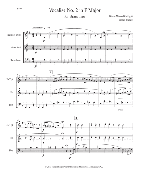 Vocalise No. 2 in F Major (arr. James Bicigo)