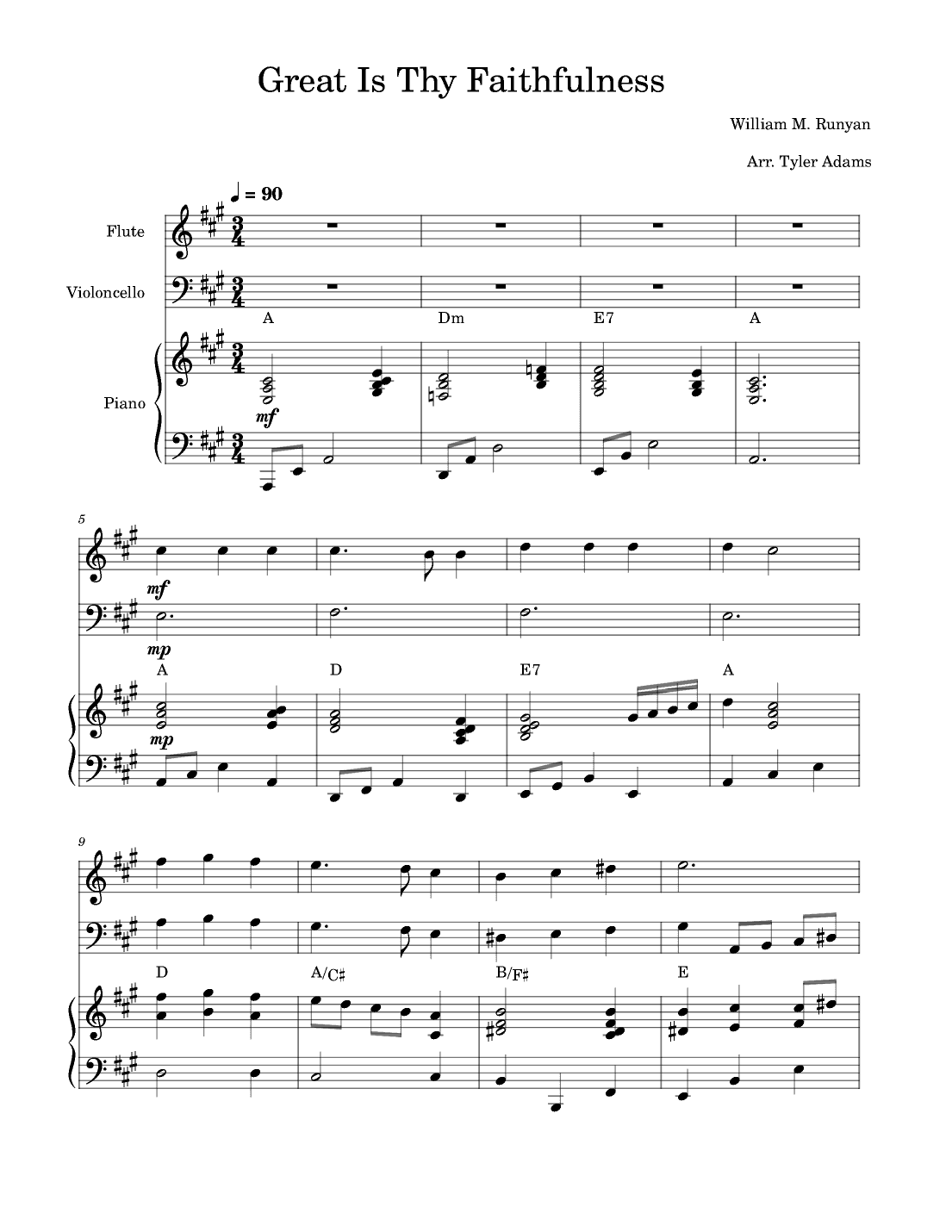 Great Is Thy Faithfulness (Flute and Cello Duet with Piano) (arr. Tyler Adams)