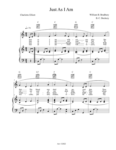 Just As I Am (Piano/Vocal/Guitar) (arr. B. C. Dockery)