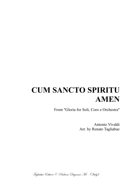 CUM SANCTO SPIRITU - AMEN - From "Gloria - RV 589 - Vivaldi" - For SATB Choir and Piano/Organ (arr. Renato Tagliabue)