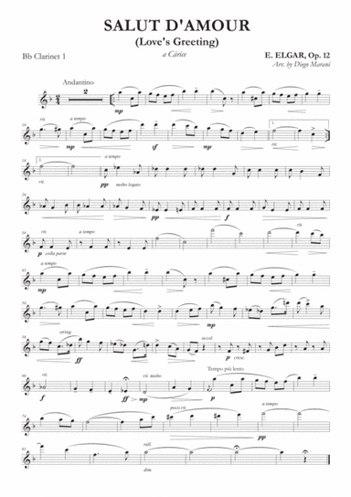 Salut d'Amour (Love's Greeting) for Clarinet Quartet (arr. Diego Marani)