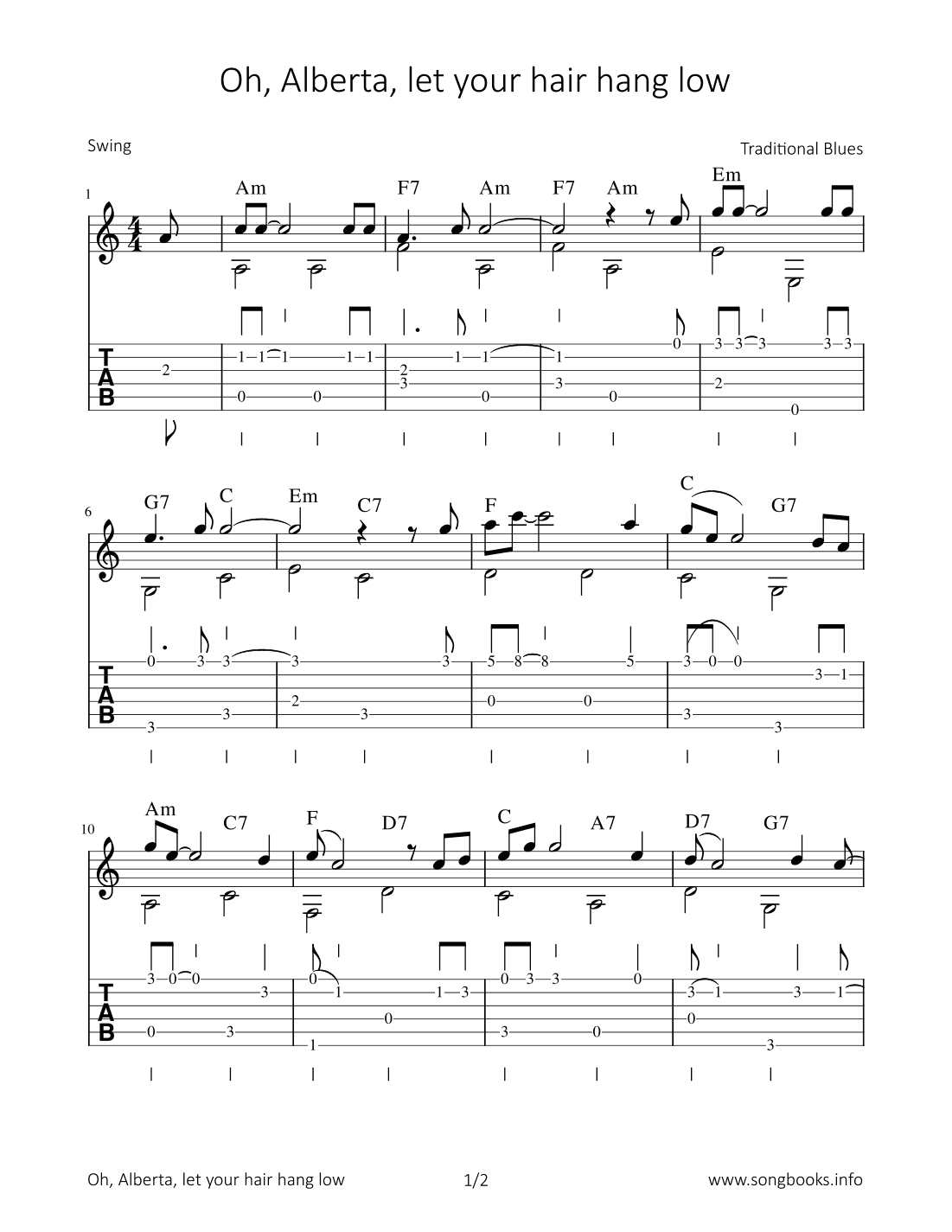 Oh, Alberta, let your hair hang low (arr. Bettina Schipp)