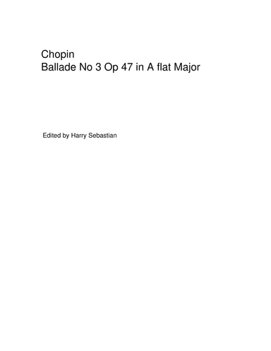 Chopin- Ballade No. 3 in A-Flat Major, Op. 47 (arr. Harry Sebastian)