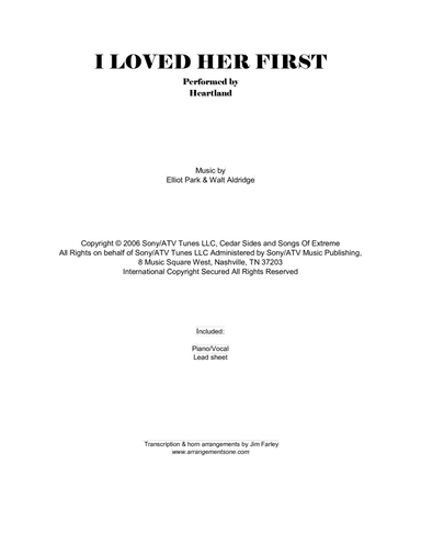 I Loved Her First (arr. Jim Farley www.arrangementsone.com)