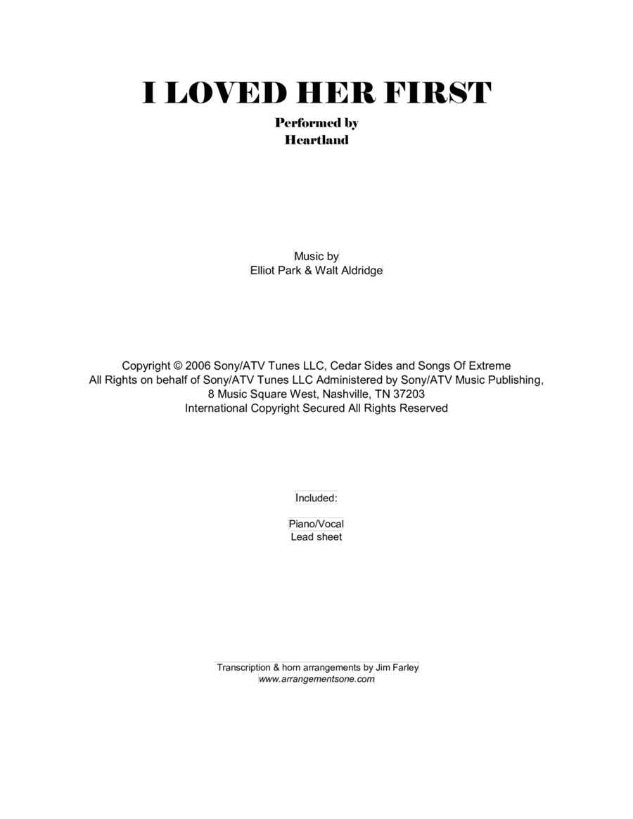 I Loved Her First (arr. Jim Farley www.arrangementsone.com)