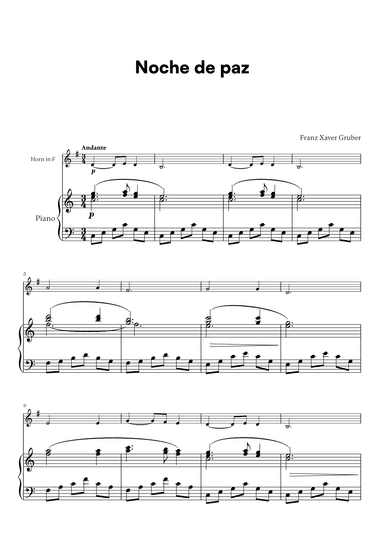 Franz Xaver Gruber - Noche de paz (for French Horn and Piano) (arr. Cadenza Editions)