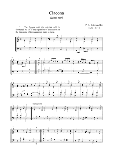 CIACONA - Estendorffer - For Organ 2 staff (arr. Marcello Meneguzzo)