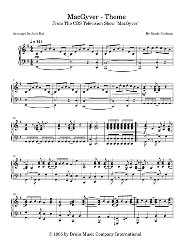 Macgyver - Theme (arr. Julie Bai)