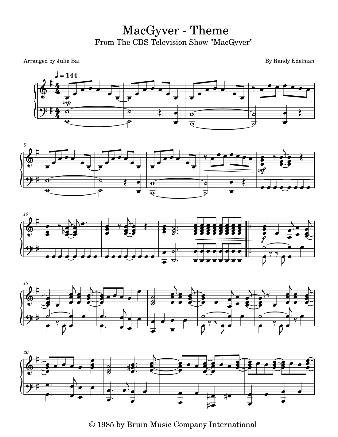 Macgyver - Theme (arr. Julie Bai)