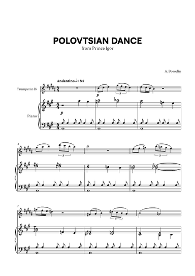 Polovtsian Dance (from Prince Igor) (for Trumpet and Piano) (arr. Cadenza Editions)
