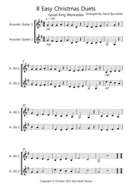 8 Easy Christmas Duets for Guitar (arr. D.Burndrett)
