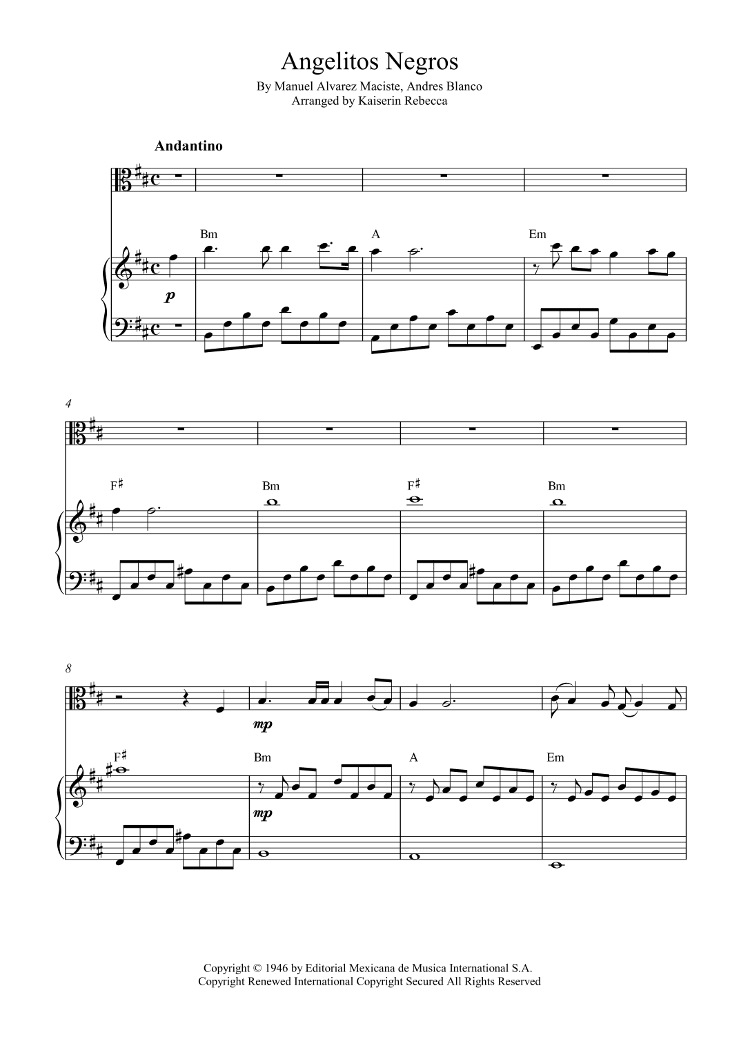 Angelitos Negros (arr. Kaiserin Rebecca)