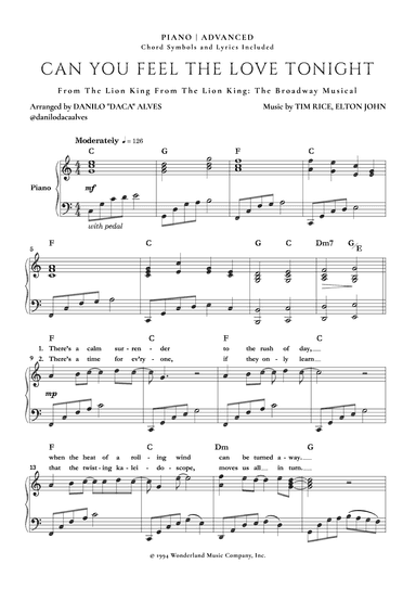 Can You Feel The Love Tonight (arr. Danilo "Daca" Alves)