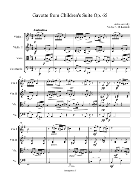 Gavotte from Children's Suite Op. 65 (arr. Nick Lacanski)