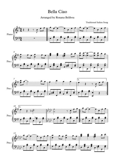 Bella Ciao Piano (arr. Roxana Belibou)