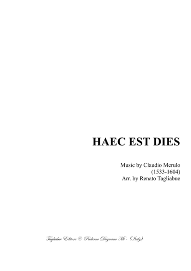 HAEC EST DIES - C. Merulo - For SATTB Choir (arr. Renato Tagliabue)