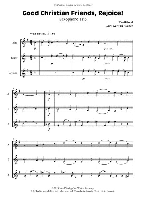 Good Christian Friends, Rejoice! (arr. Gert Th. Walter)