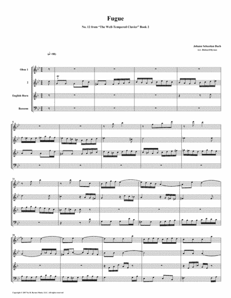 Fugue 12 from Well-Tempered Clavier, Book 2 (Double Reed Quartet) (arr. Richard Byrnes)