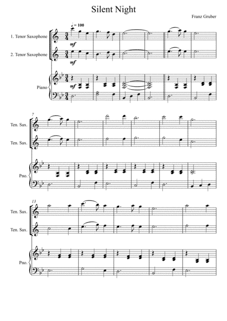 Franz Gruber - Silent Night Bb Key (Tenor Saxophone Solo) (arr. André Laitano)