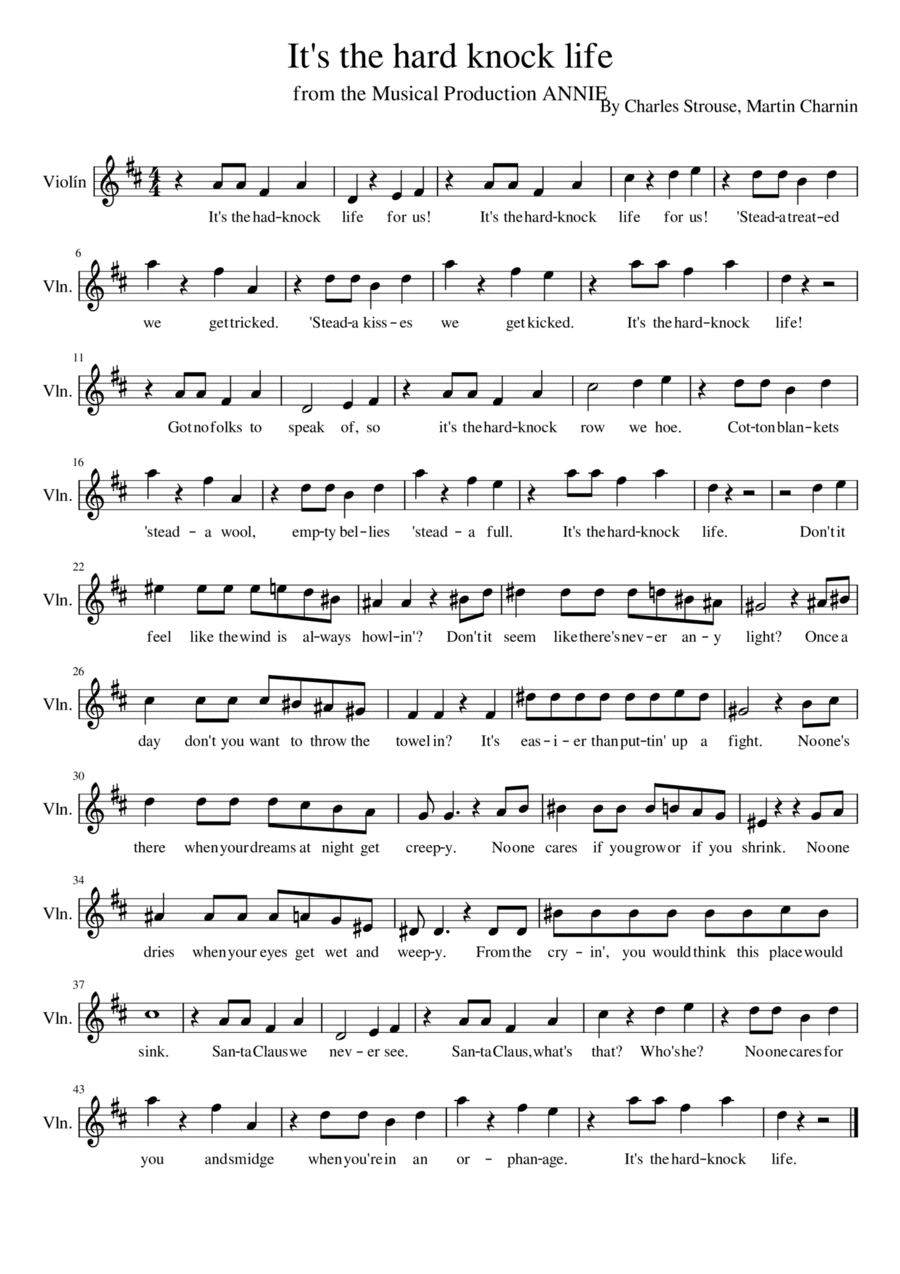 It's The Hard-knock Life (arr. Manuela Cabral)