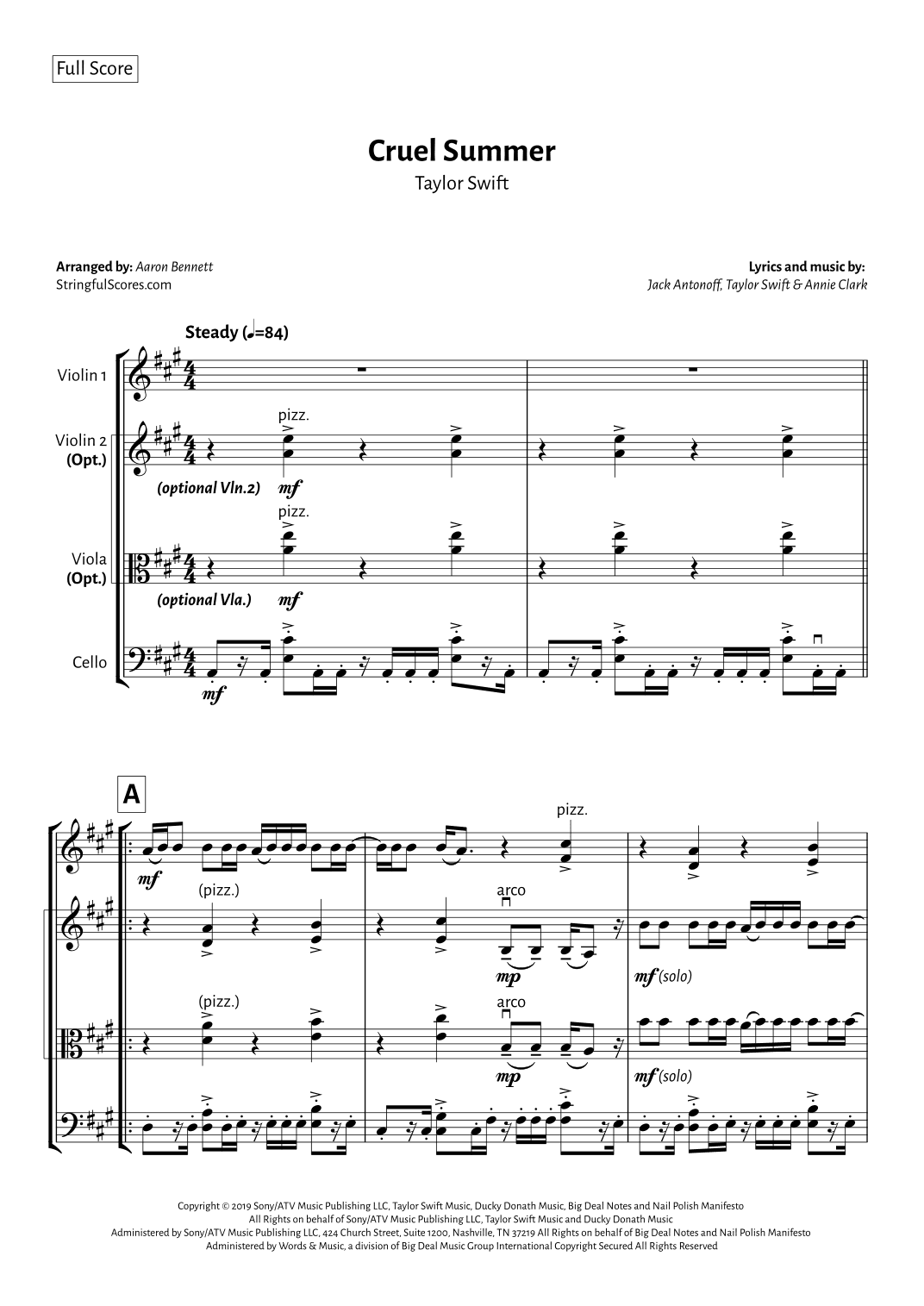 Cruel Summer (arr. Aaron Bennett)