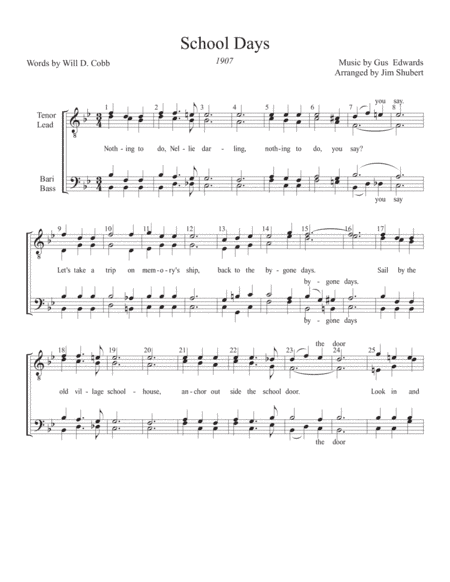 School Days (arr. Arranged by Jim Shubert)