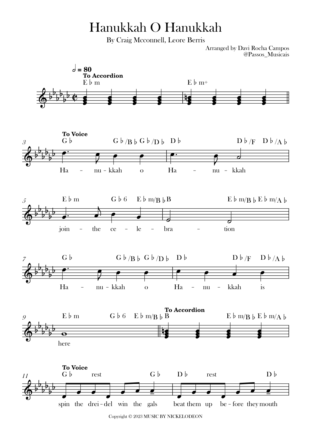 Hanukkah O Hanukkah (arr. Davi Rocha Campos)
