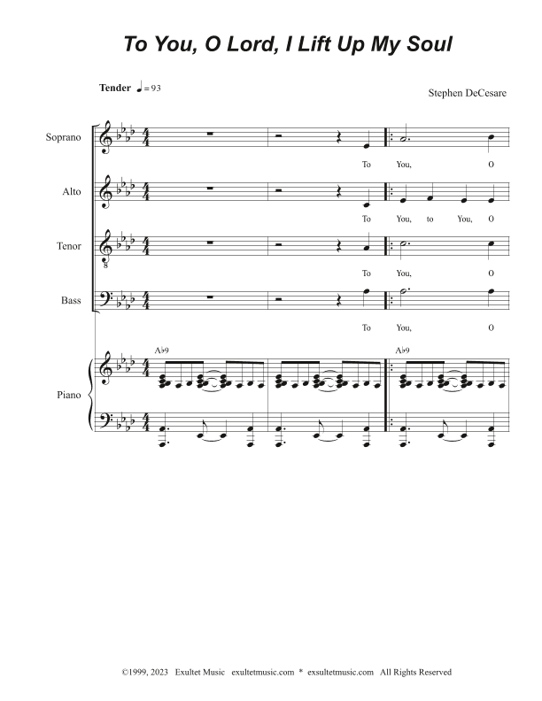 To You, O Lord, I Lift Up My Soul (Vocal Quartet - (SATB)