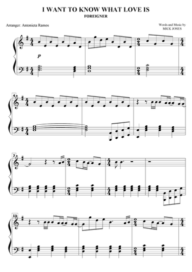 I Want To Know What Love Is (arr. Antonieta Ramos Valverde)