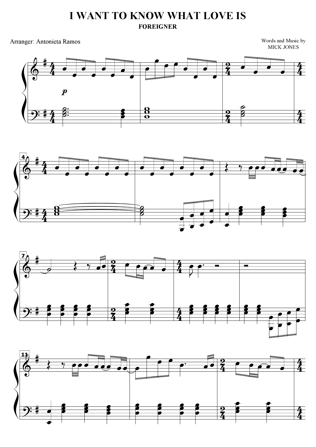 I Want To Know What Love Is (arr. Antonieta Ramos Valverde)