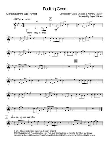Feeling Good (arr. Roger Wallace)