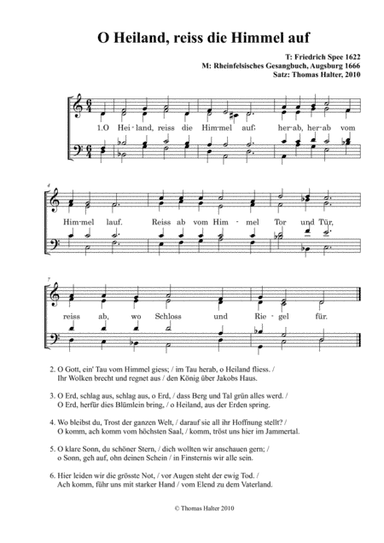 O Heiland reiss die Himmel auf (arr. Thomas Halter)